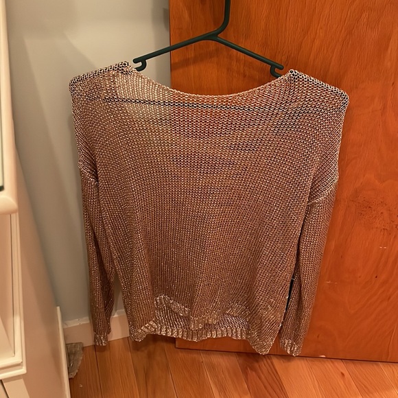 Lulus sparkly criss cross back sweater rose gold silver ish- never worn - Picture 3 of 7